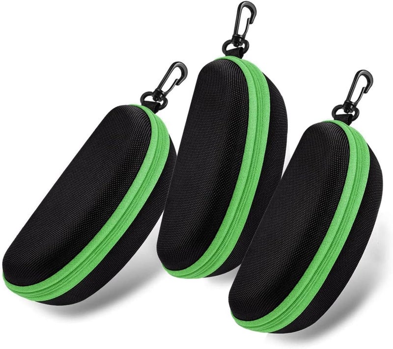 SteelFever 3pcs Zipper Hard Shell Sunglasses Case and Eyeglasses Case Portable Travel Glasses Case with Plastic Hook - Image 1